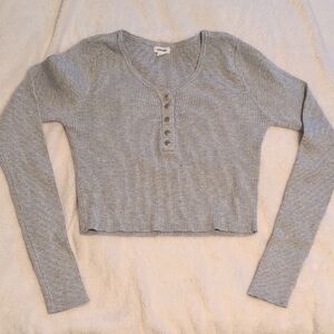 Garage Gray Ribbed Crop Top